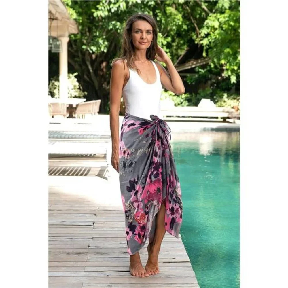 👉 Women's Floral Flower Printed Lightweight Cotton Summer Scarves Head Sha